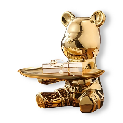 Happy Bear | Modern Ceramic Figurine Tray for Stylish Home Accents