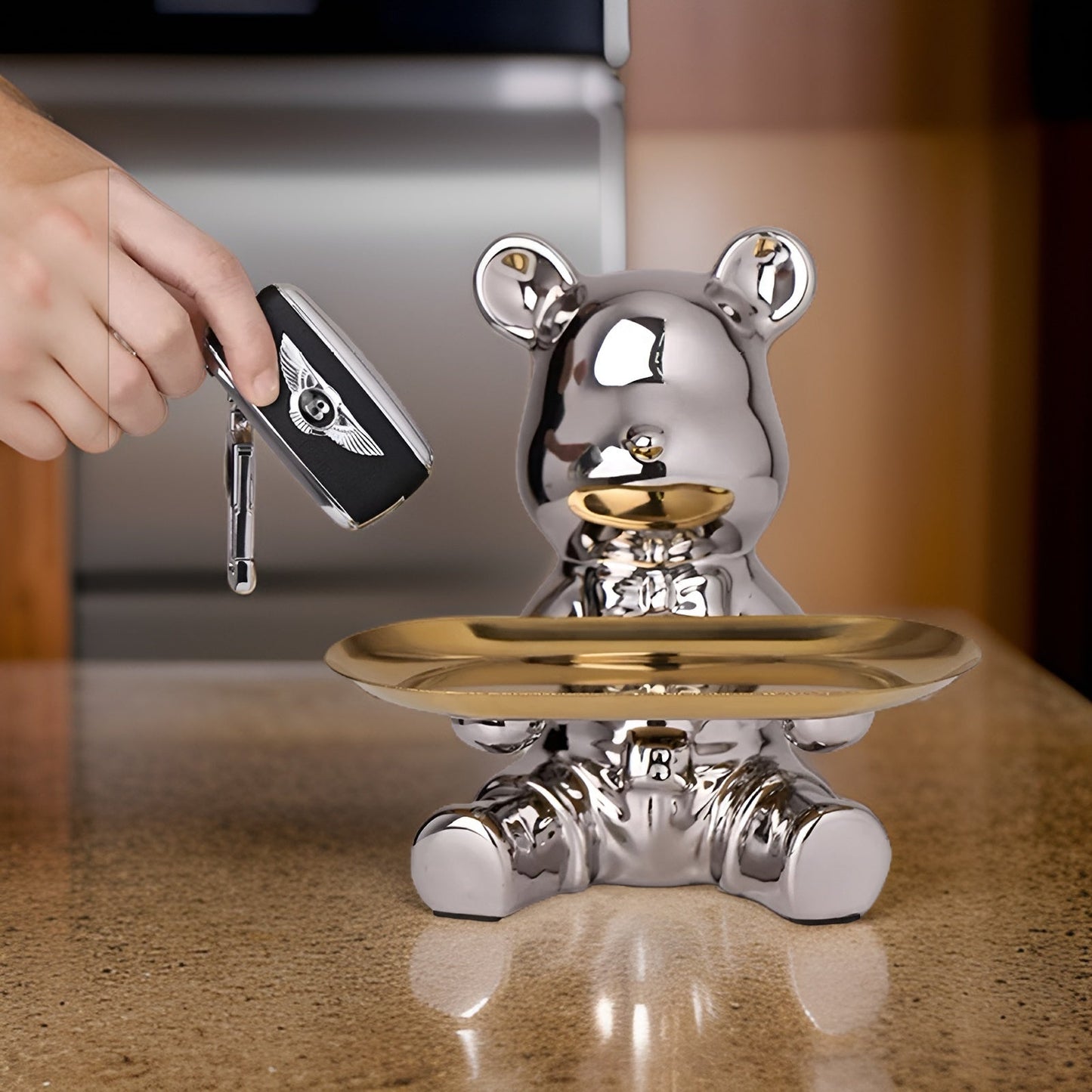 Happy Bear | Modern Ceramic Figurine Tray for Stylish Home Accents