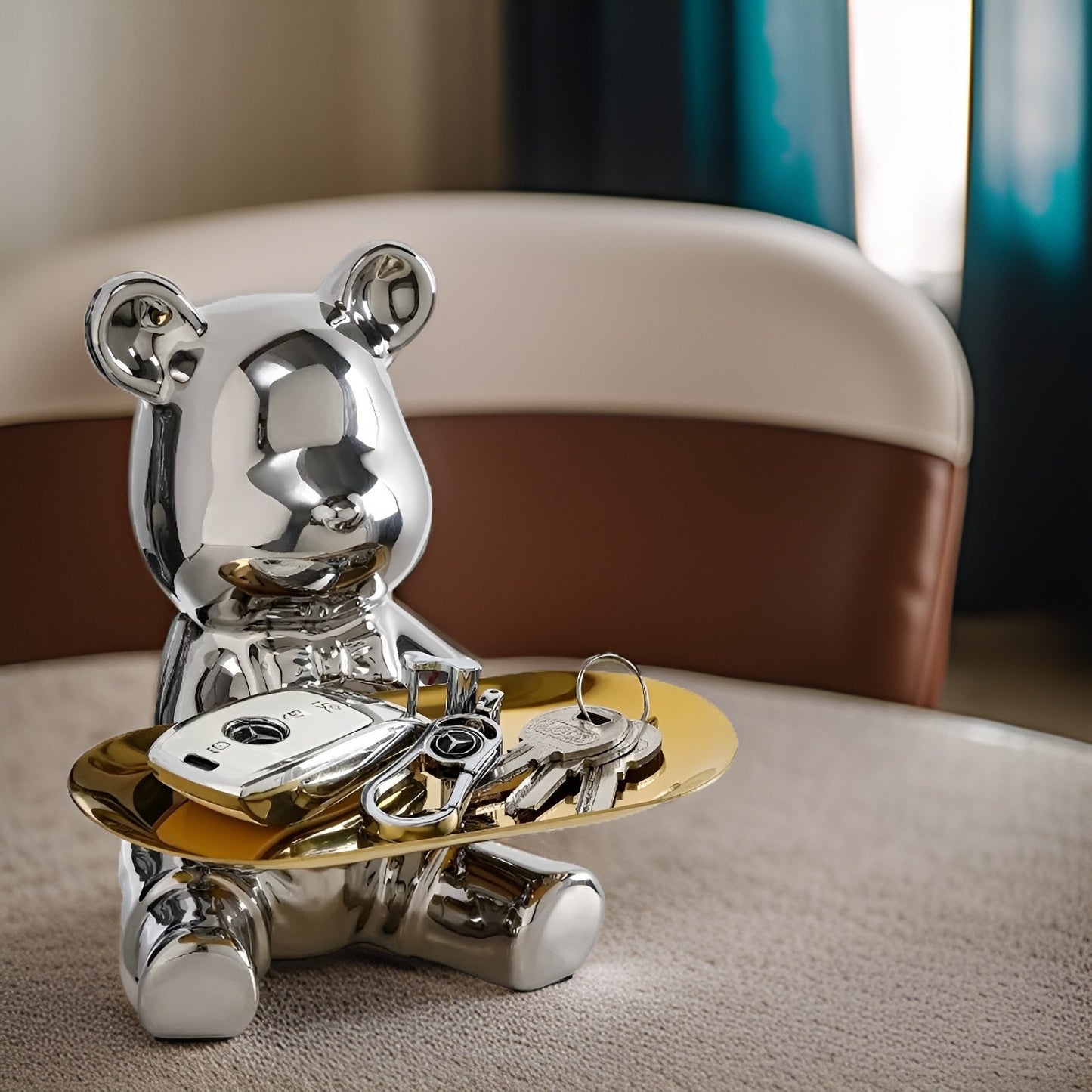 Happy Bear | Modern Ceramic Figurine Tray for Stylish Home Accents