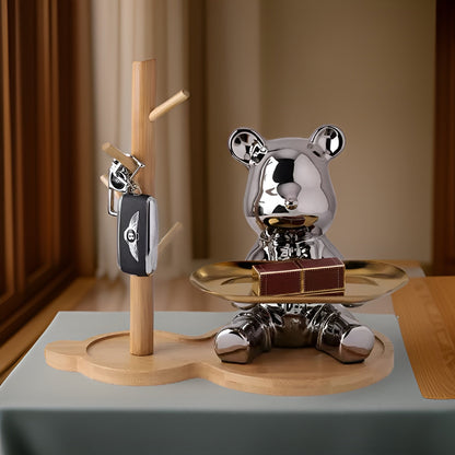 Happy Bear | Modern Ceramic Figurine Tray for Stylish Home Accents