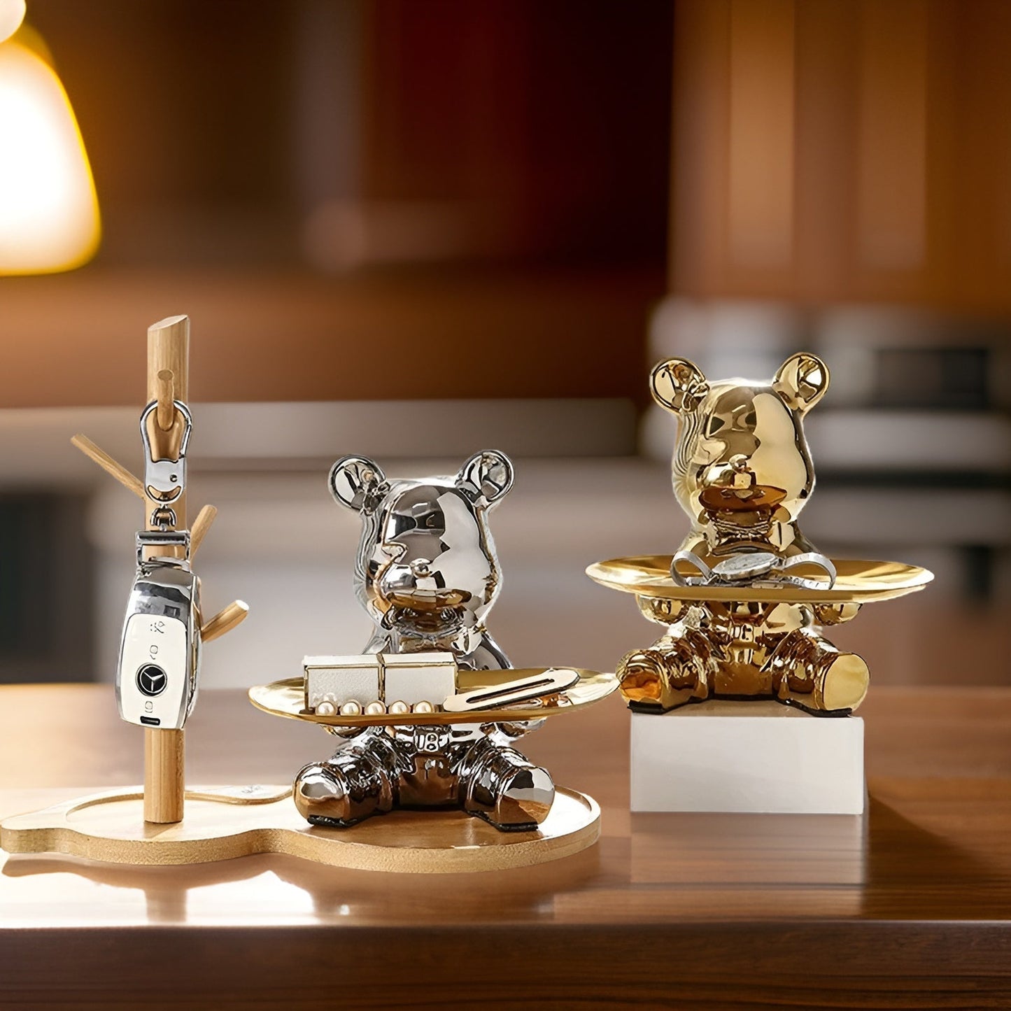 Happy Bear | Modern Ceramic Figurine Tray for Stylish Home Accents