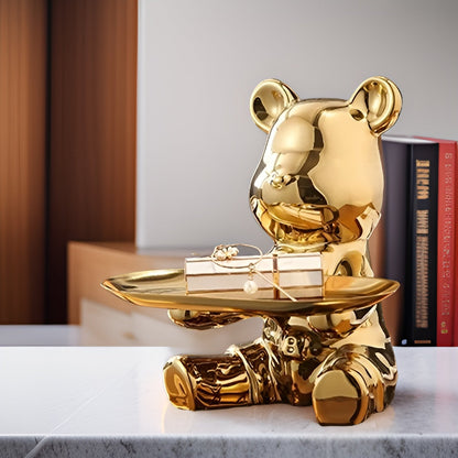 Happy Bear | Modern Ceramic Figurine Tray for Stylish Home Accents