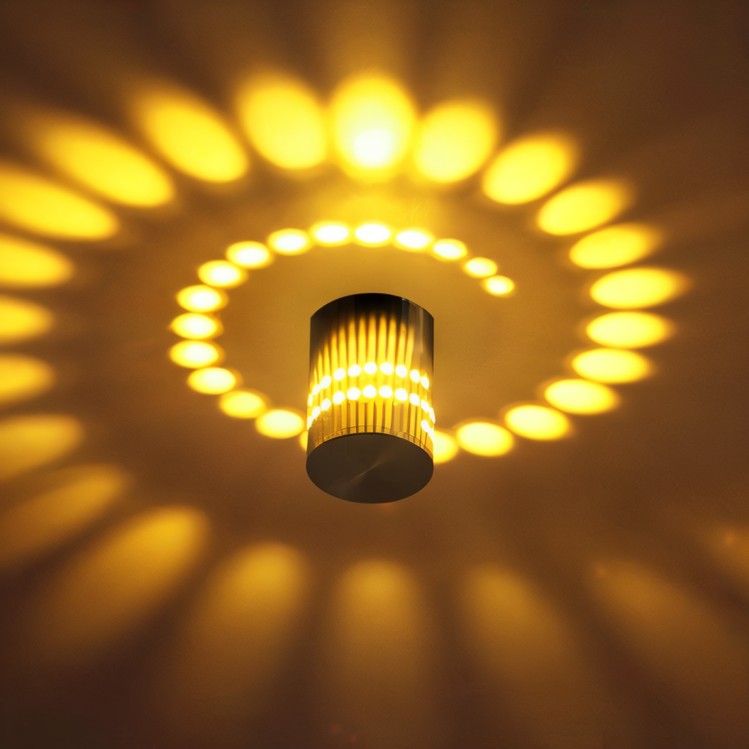 Lythera | Applique LED cilindrica con illuminazione a spirale colorata