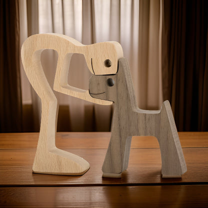 Paws of Love – Handmade Wooden Sculpture of Dog & Human | Symbol of Eternal Connection