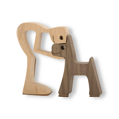 Paws of Love – Handmade Wooden Sculpture of Dog & Human | Symbol of Eternal Connection