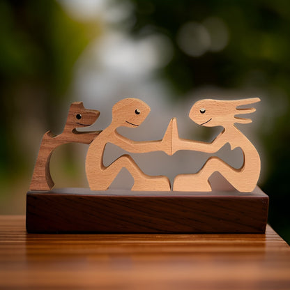 Paws of Love – Handmade Wooden Sculpture of Dog & Human | Symbol of Eternal Connection