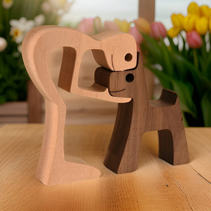 Paws of Love – Handmade Wooden Sculpture of Dog & Human | Symbol of Eternal Connection