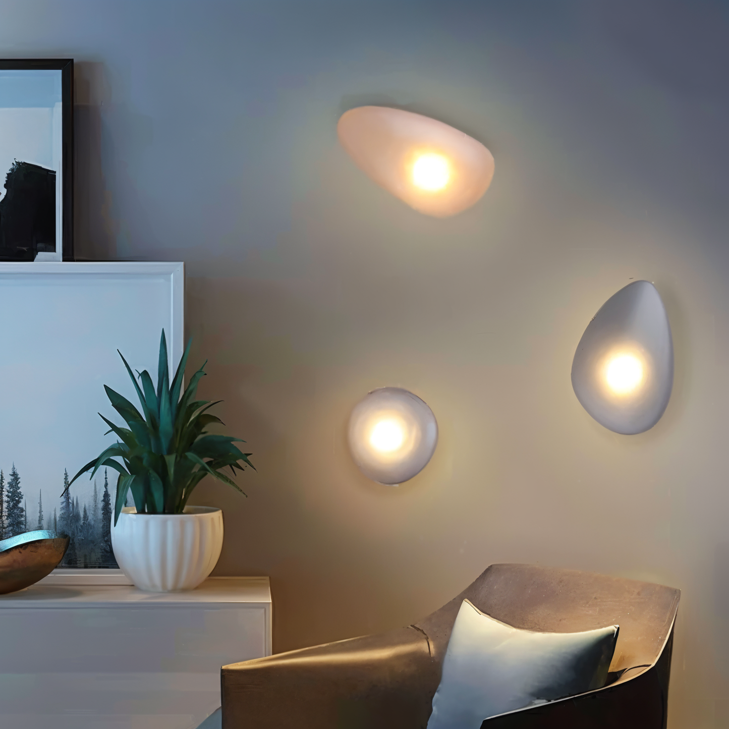 PebbleHue WallLight | Lampada da parete in vetro LED | Design scandinavo e luce calda bianca