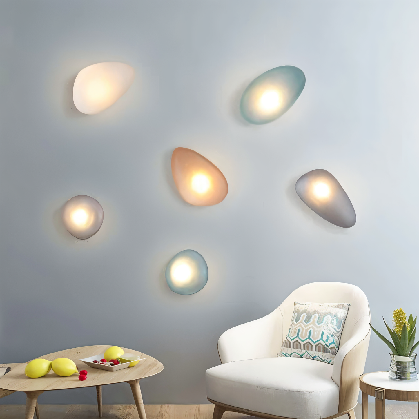 PebbleHue WallLight | Lampada da parete in vetro LED | Design scandinavo e luce calda bianca