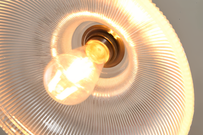 RetroStripe - Lampada a sospensione vintage industriale con elegante paralume in vetro