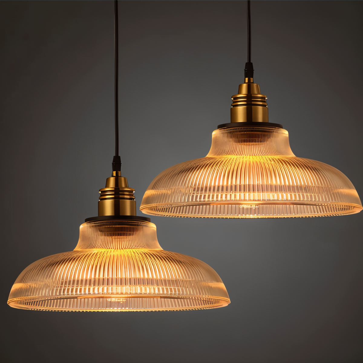 RetroStripe - Lampada a sospensione vintage industriale con elegante paralume in vetro