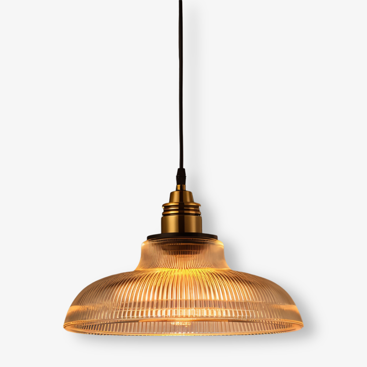 RetroStripe - Lampada a sospensione vintage industriale con elegante paralume in vetro