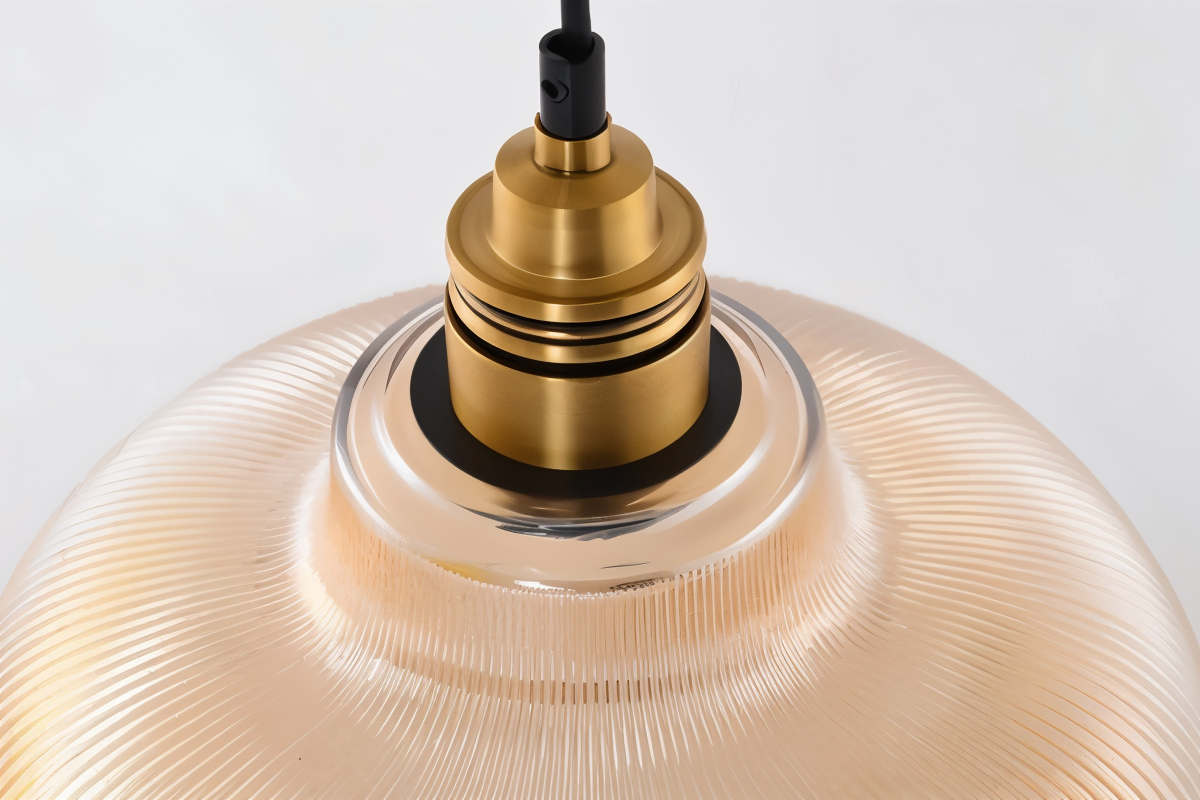RetroStripe - Lampada a sospensione vintage industriale con elegante paralume in vetro