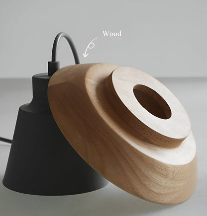 ScandiGlow Lampada a sospensione – Lampada a sospensione LED scandinava in legno e metallo dal design Macaron