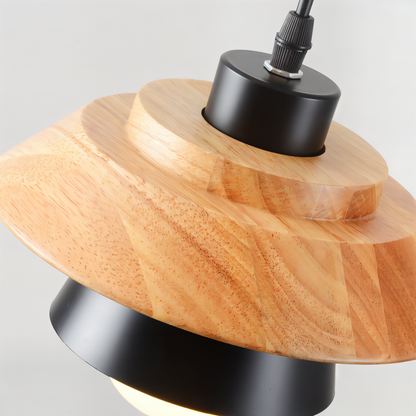 ScandiGlow Lampada a sospensione – Lampada a sospensione LED scandinava in legno e metallo dal design Macaron