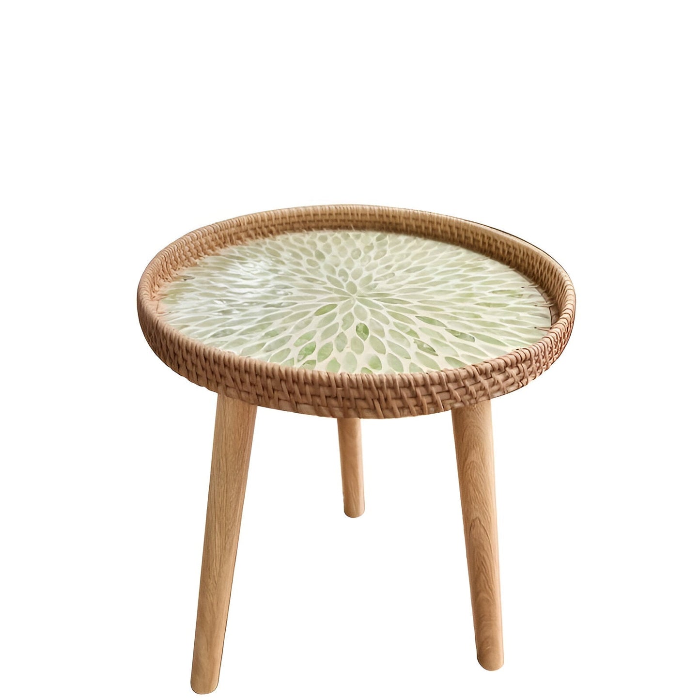 Ravnea Cirque | Runder Couchtisch aus Holz und handgeflochtenem Rattan
