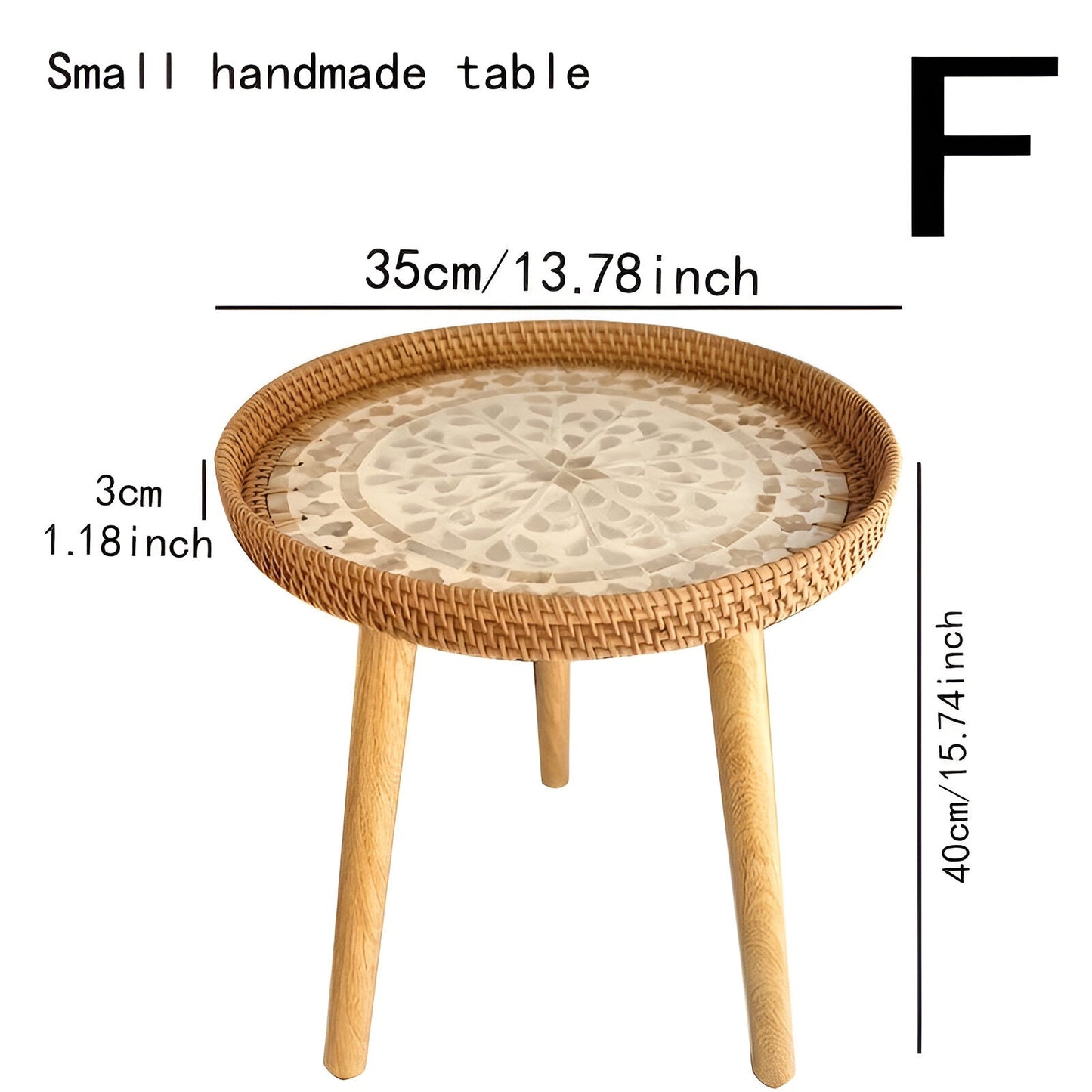 Ravnea Cirque | Runder Couchtisch aus Holz und handgeflochtenem Rattan