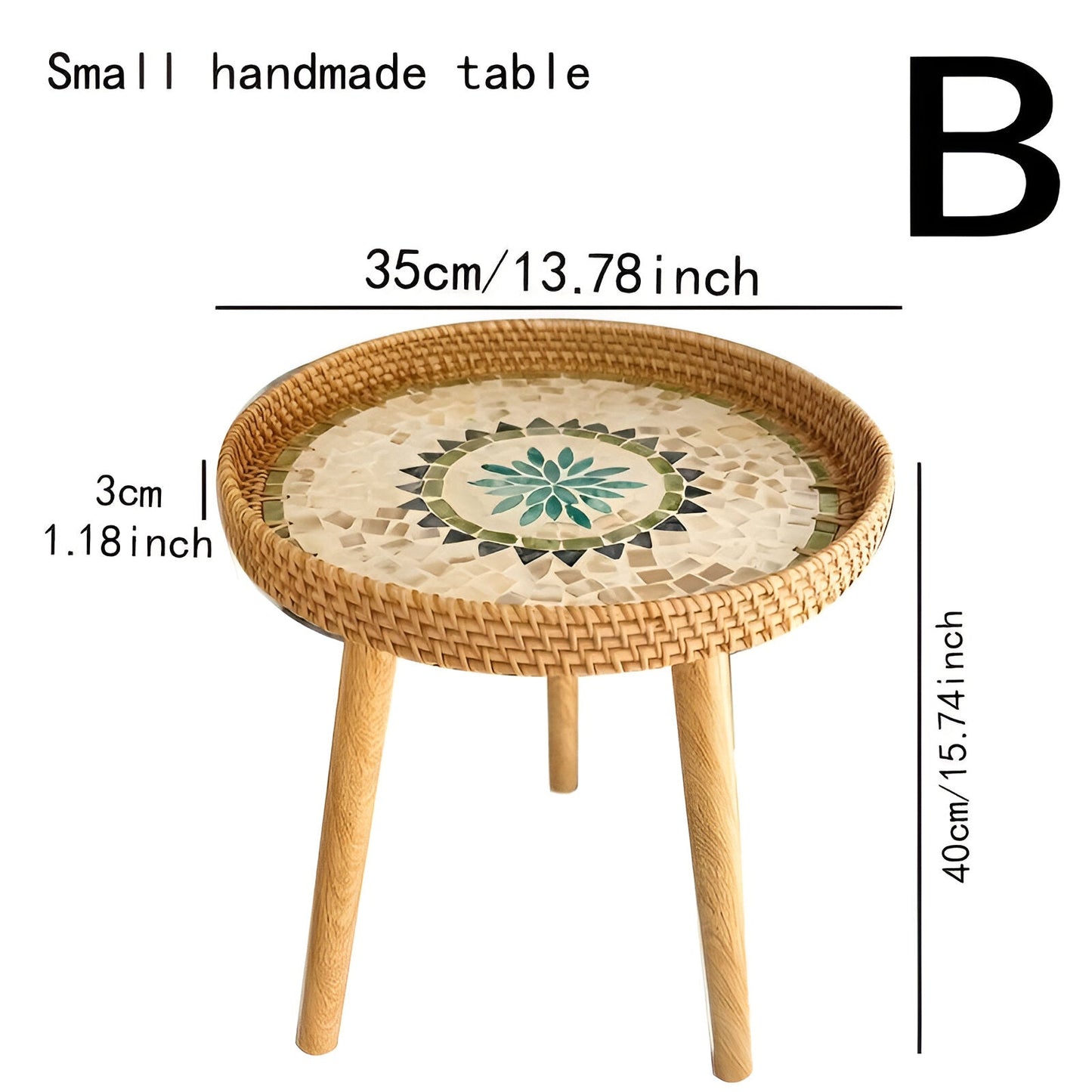 Ravnea Cirque | Runder Couchtisch aus Holz und handgeflochtenem Rattan