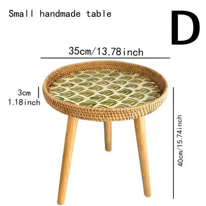 Ravnea Cirque | Runder Couchtisch aus Holz und handgeflochtenem Rattan