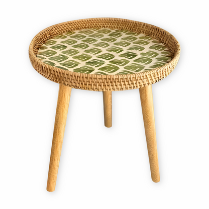 Ravnea Cirque | Runder Couchtisch aus Holz und handgeflochtenem Rattan