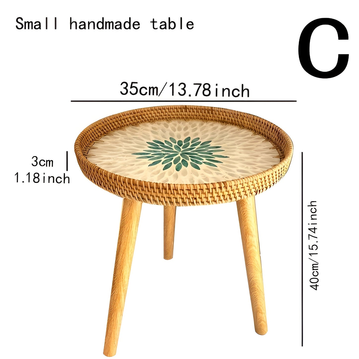 Ravnea Cirque | Runder Couchtisch aus Holz und handgeflochtenem Rattan