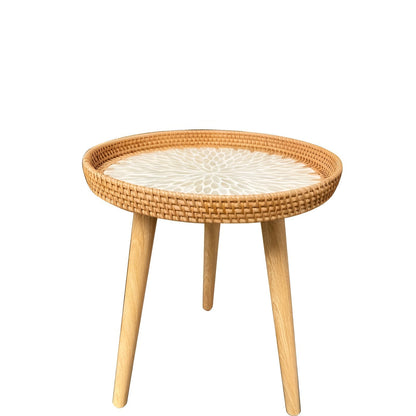 Ravnea Cirque | Runder Couchtisch aus Holz und handgeflochtenem Rattan