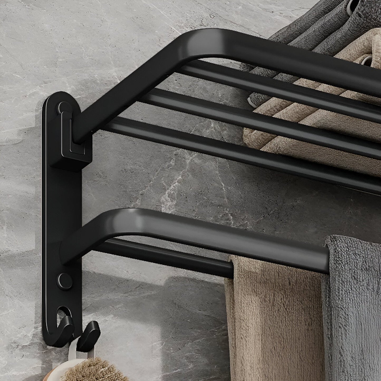 SleekBlack – Porte-serviettes moderne en aluminium avec crochets