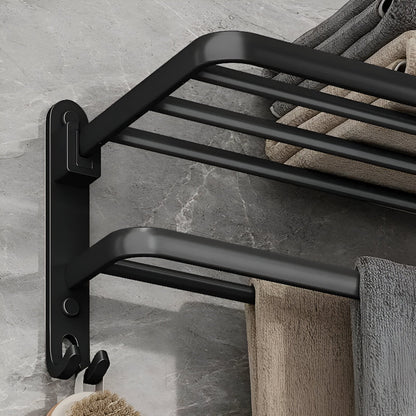 SleekBlack – Porte-serviettes moderne en aluminium avec crochets