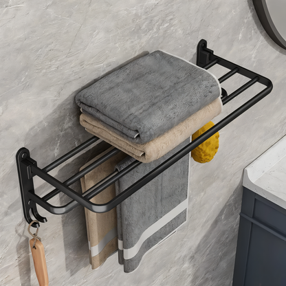 SleekBlack – Porte-serviettes moderne en aluminium avec crochets