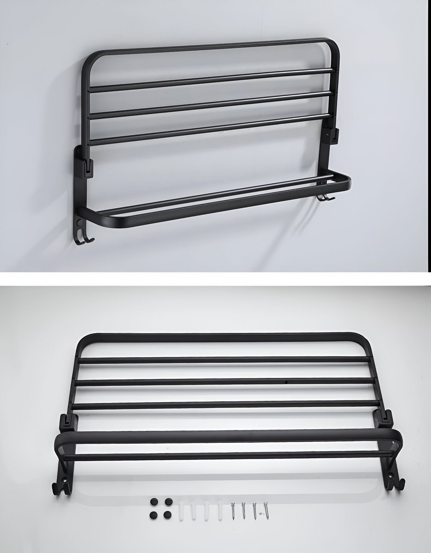 SleekBlack – Porte-serviettes moderne en aluminium avec crochets