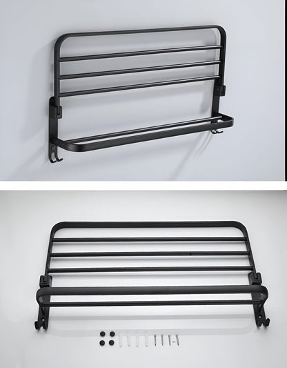 SleekBlack – Porte-serviettes moderne en aluminium avec crochets