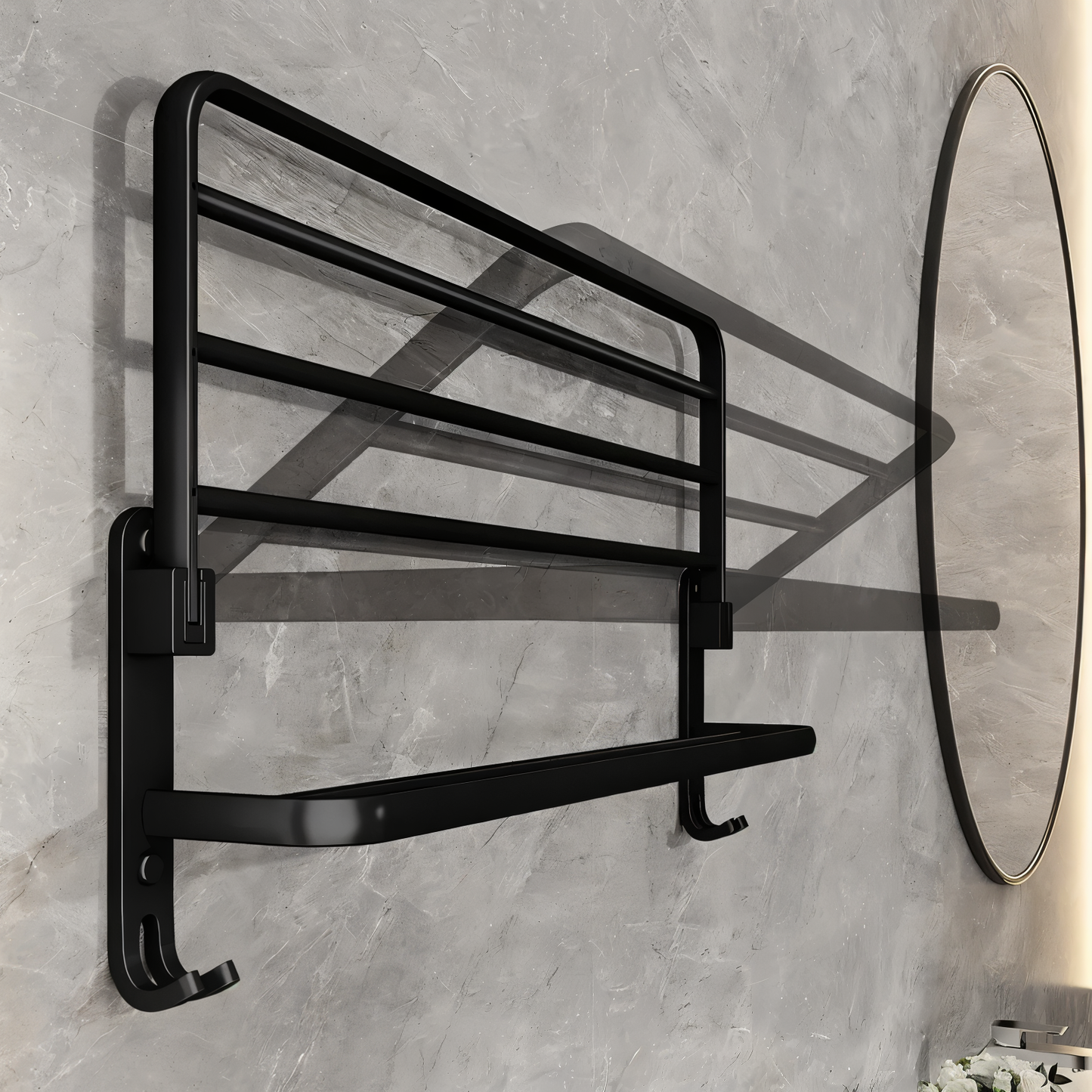 SleekBlack – Porte-serviettes moderne en aluminium avec crochets