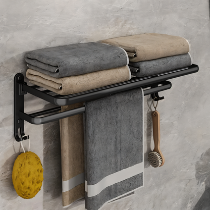 SleekBlack – Porte-serviettes moderne en aluminium avec crochets