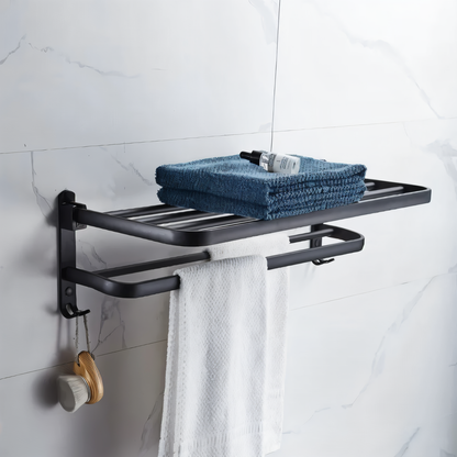SleekBlack – Porte-serviettes moderne en aluminium avec crochets