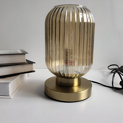 Oriantha | Lampada da tavolo scandinava con vetro rigato