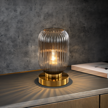 Oriantha | Lampada da tavolo scandinava con vetro rigato