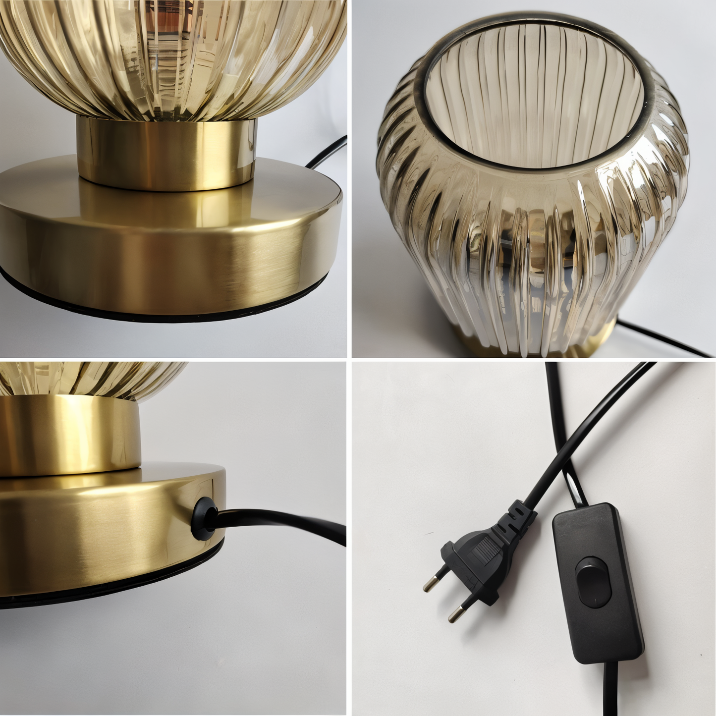 Oriantha | Lampada da tavolo scandinava con vetro rigato