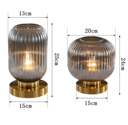 Oriantha | Lampada da tavolo scandinava con vetro rigato