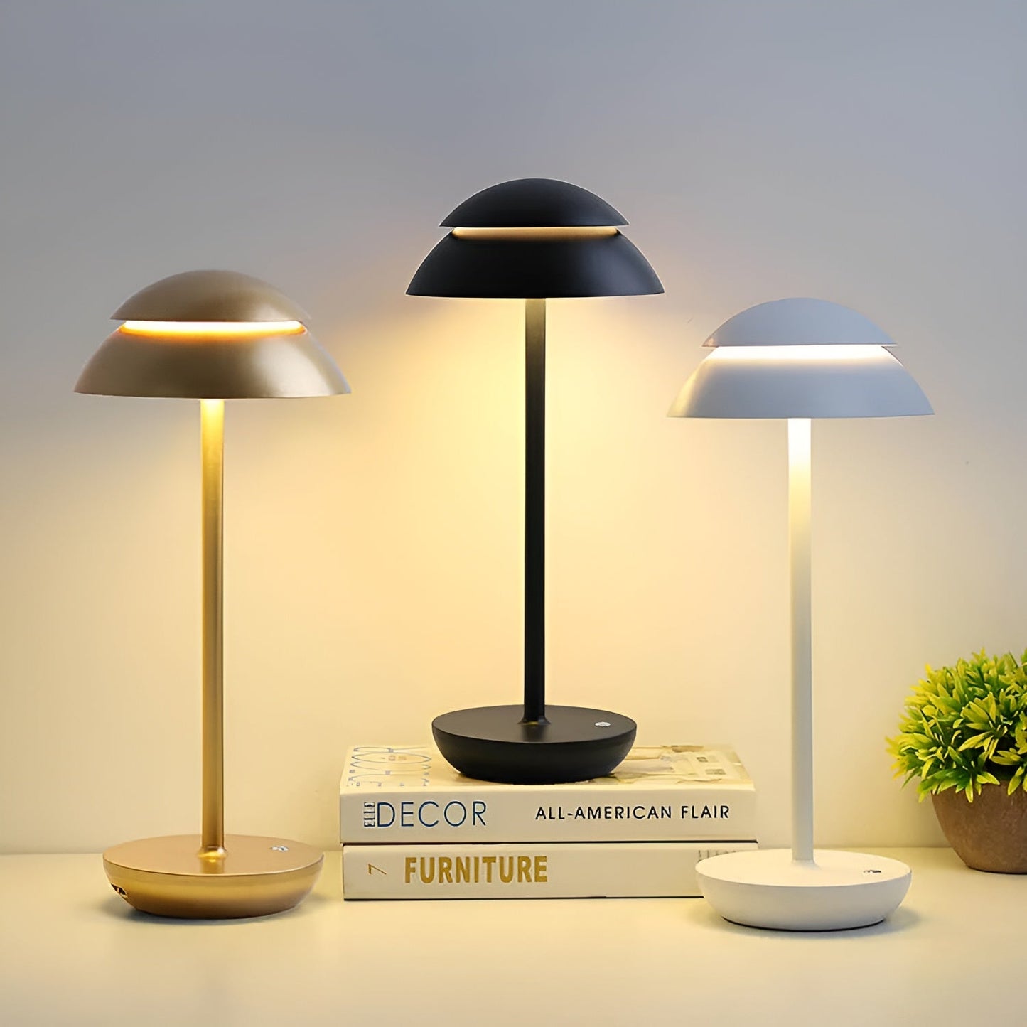 UmbraGlow Slim | lampada da tavolo LED senza fili con paralume dal design minimalista