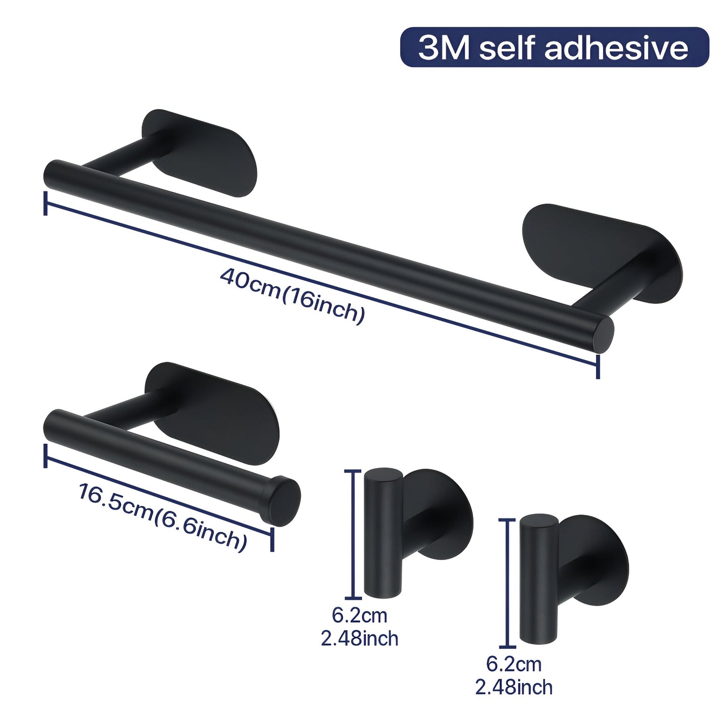 UniBlack törölközőtartó rozsdamentes acélból – Falra szerelhető törölközőtartó 20cm és 40cm