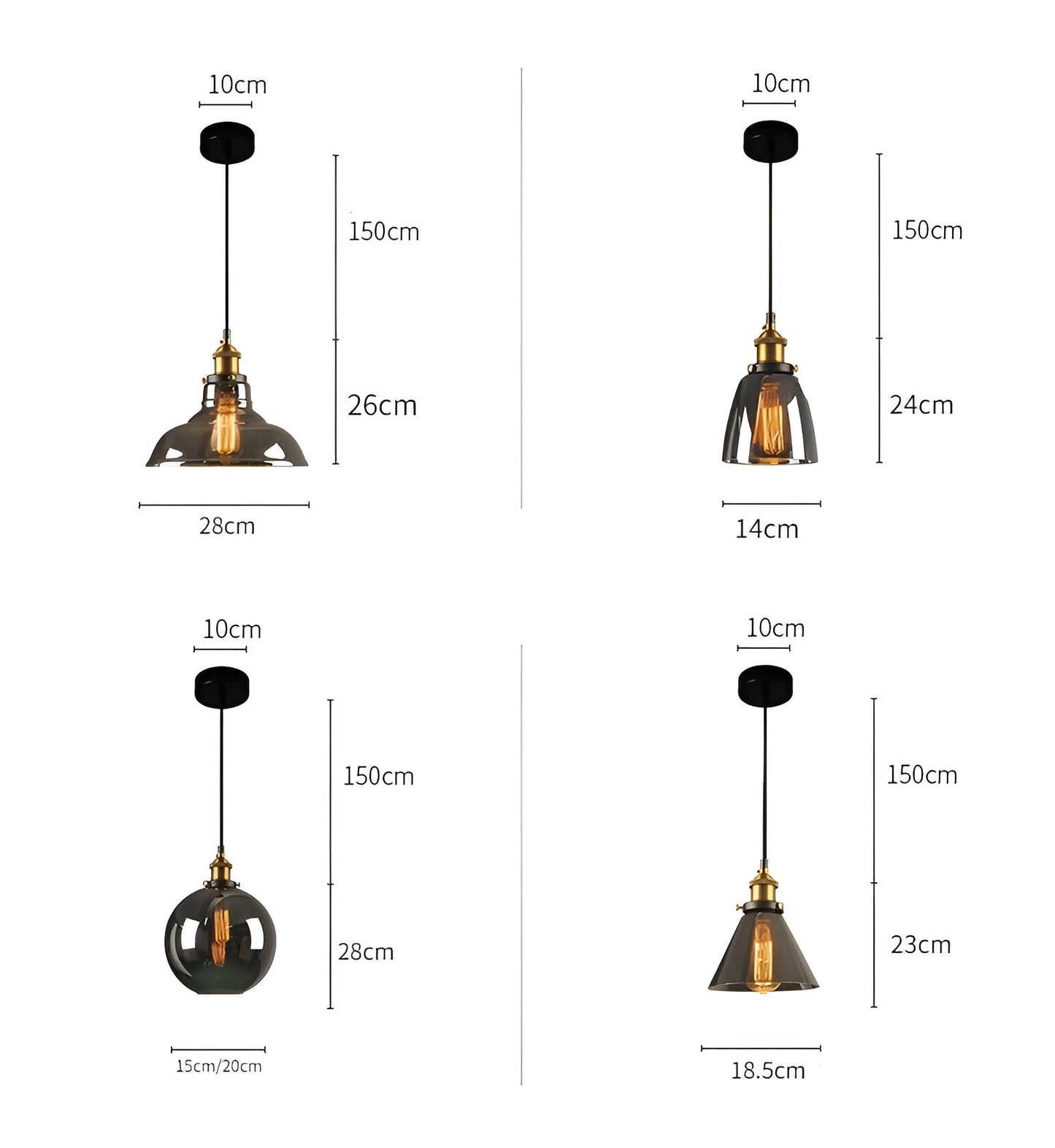 VintaLoft – Elegant Smoke Glass Pendant Light in Vintage Loft Design