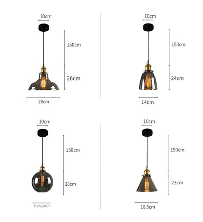 VintaLoft – Elegant Smoke Glass Pendant Light in Vintage Loft Design