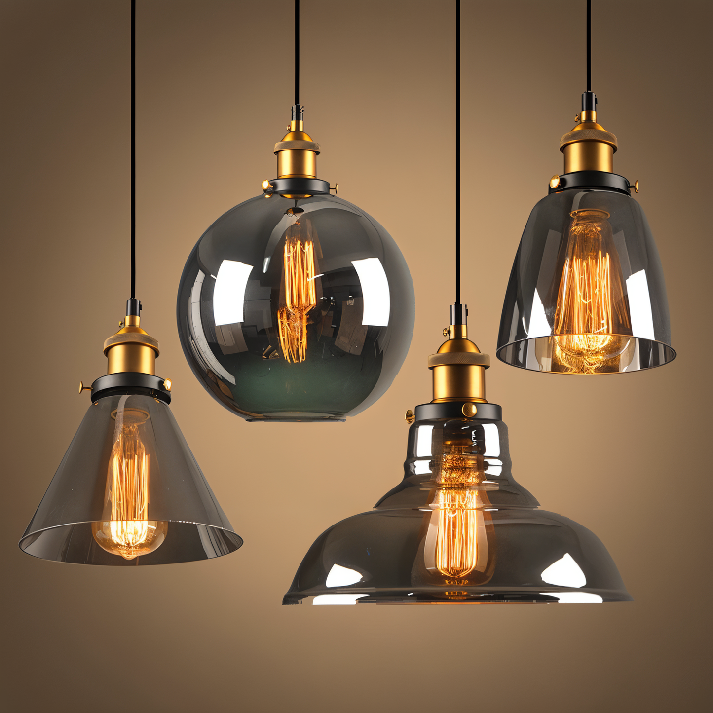 VintaLoft – Elegant Smoke Glass Pendant Light in Vintage Loft Design