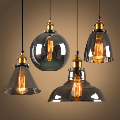 VintaLoft – Elegant Smoke Glass Pendant Light in Vintage Loft Design