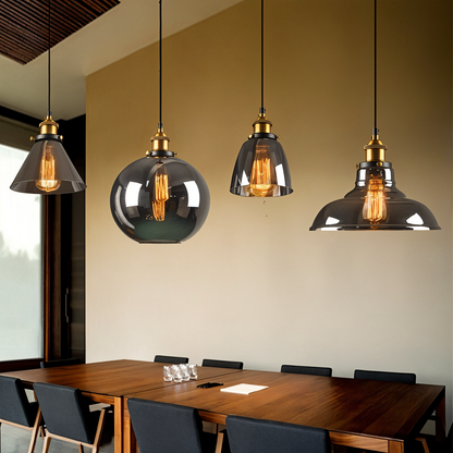VintaLoft – Elegant Smoke Glass Pendant Light in Vintage Loft Design