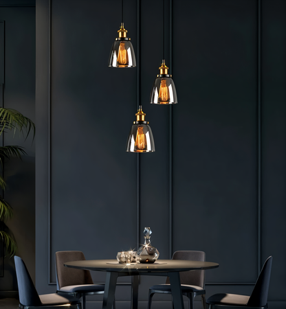 VintaLoft – Elegant Smoke Glass Pendant Light in Vintage Loft Design