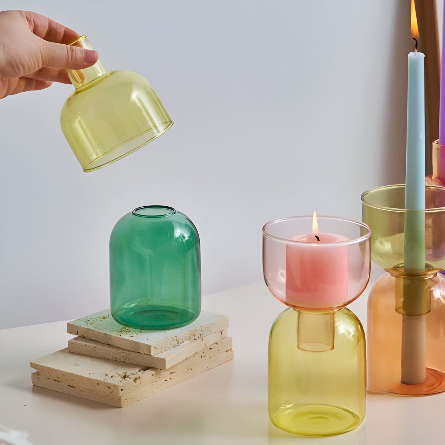 Portacandele moderno a forma di cilindro – Multifunzionale come vaso o decorazione in ceramica