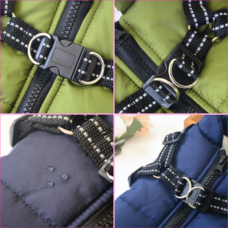 Snuvelo | Cappottino imbottito per cani con pettorina e strisce riflettenti