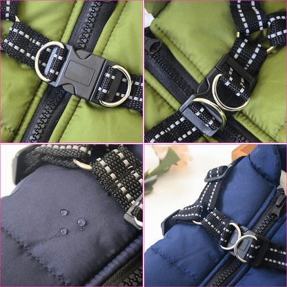 Snuvelo | Cappottino imbottito per cani con pettorina e strisce riflettenti