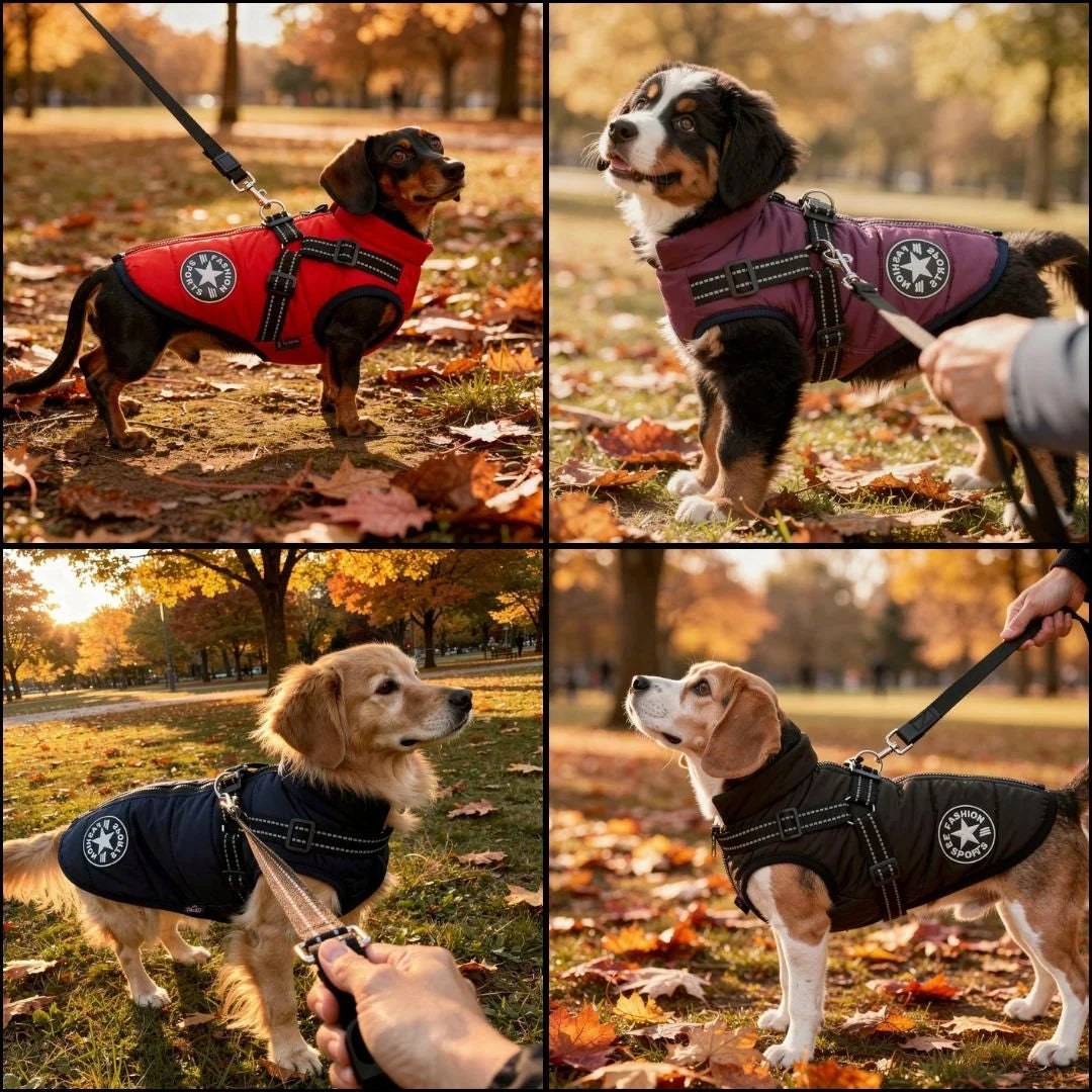 Snuvelo | Cappottino imbottito per cani con pettorina e strisce riflettenti